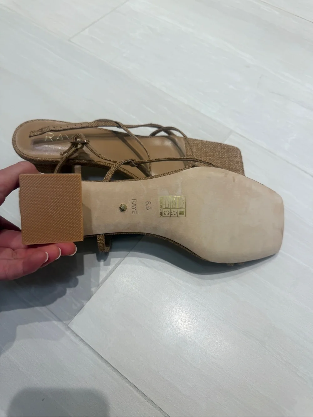 Raye Brown Strappy Square-Toe Sandals 8.5
